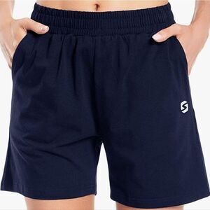 Spowind Navy  Blue Women's Cotton Elastic Shorts With Pockets NWT  Size S